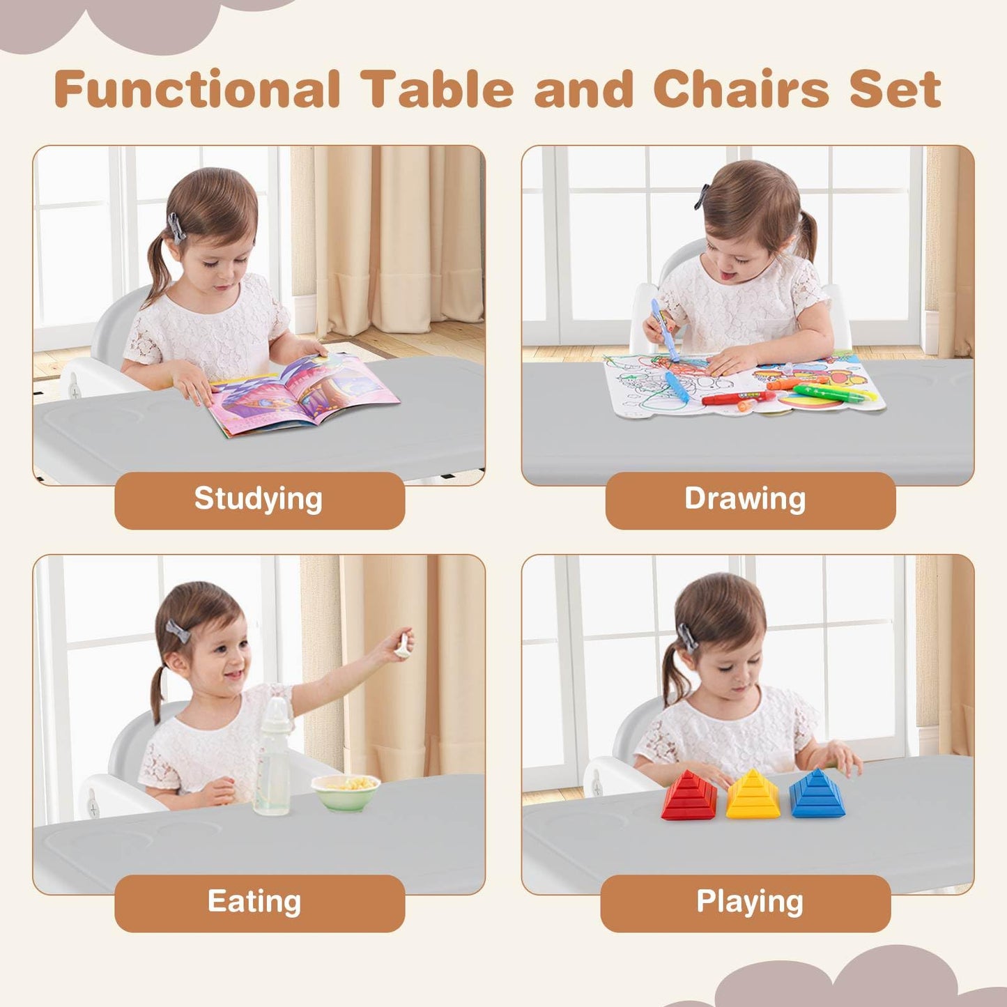 Kids Table and Chairs Set with 2 Chairs for Kids