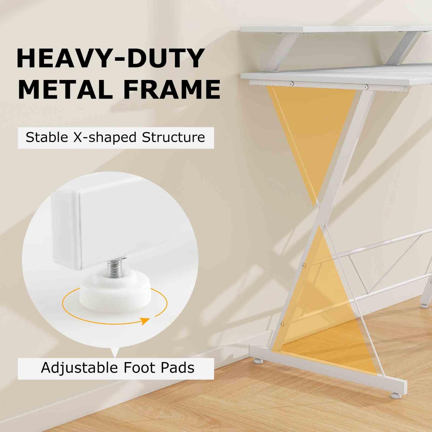 L-shaped Computer Desk with Power Outlet for Home Office