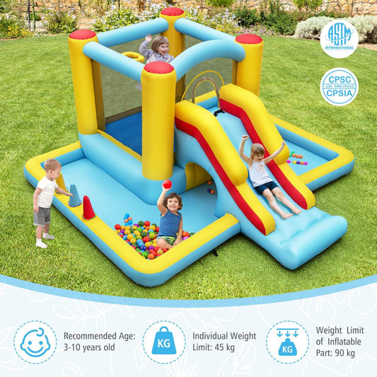 7-in-1 Giant Bouncy Castle with Slide and Tunnel without Blower