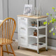 Kitchen Island with Rubber Wood Countertop & Lockable Casters