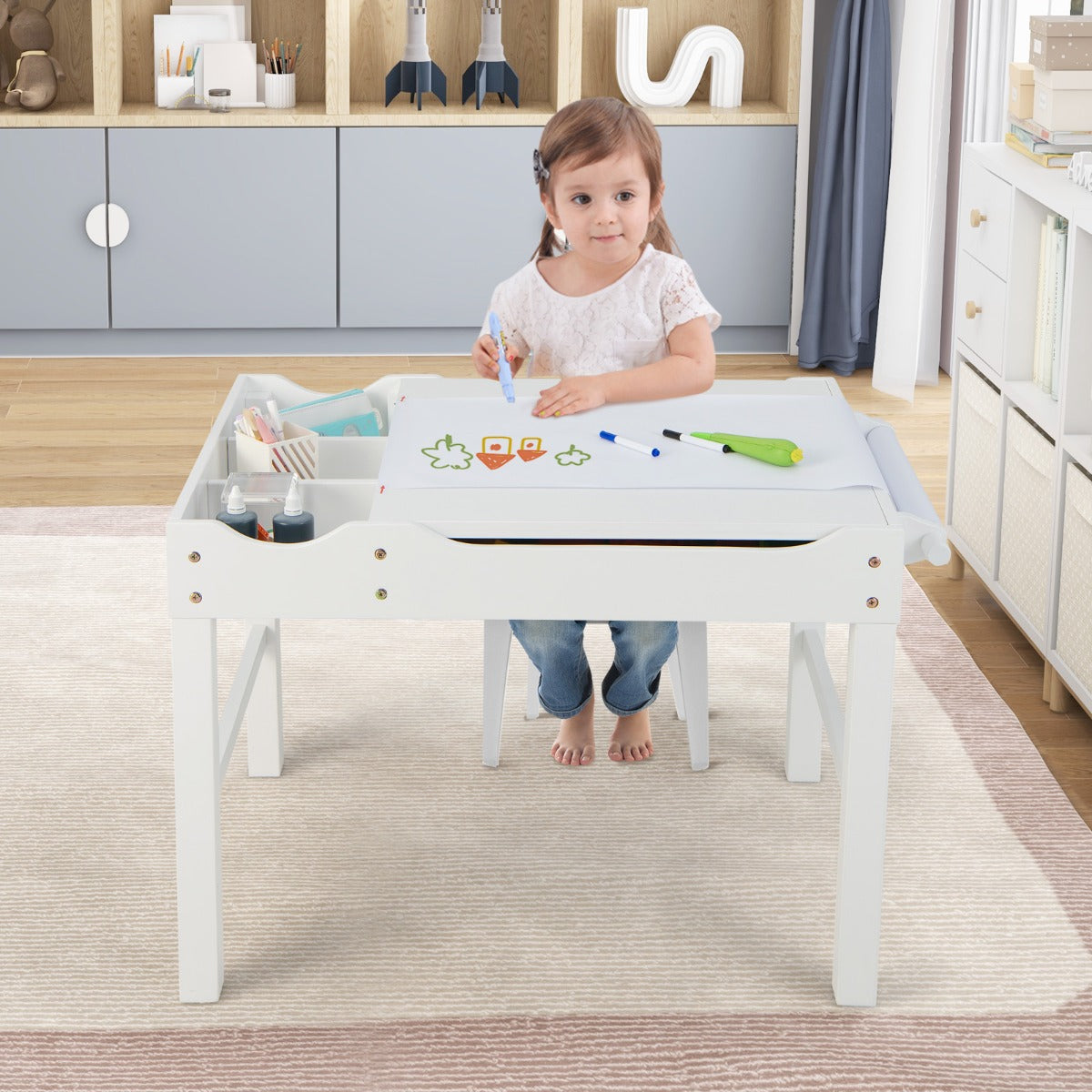 2-in-1 Kids Activity Table with Reversible Tabletop and Storage Compartments