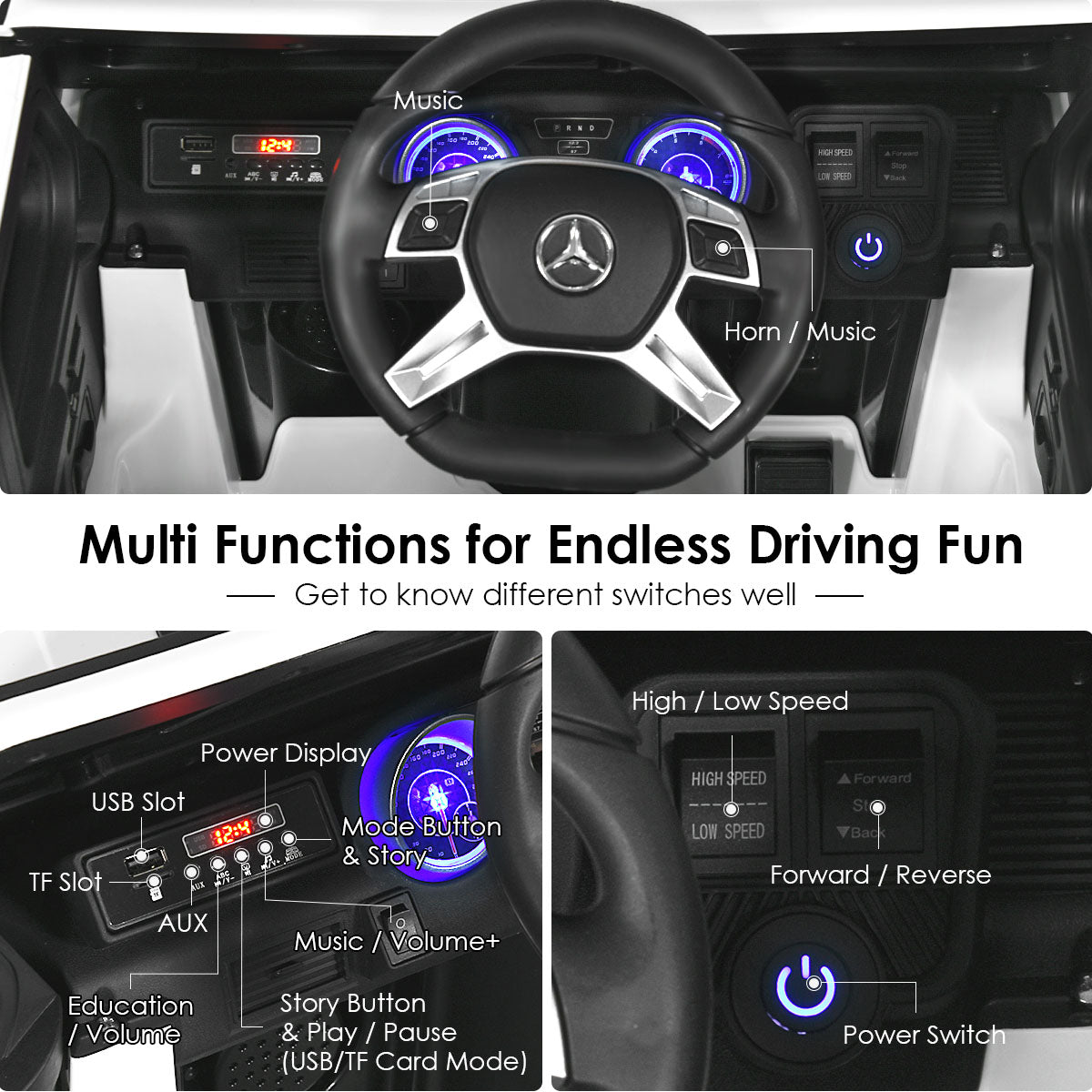 12V Ride On Car Licensed Mercedes Benz with Remote Control and Lights