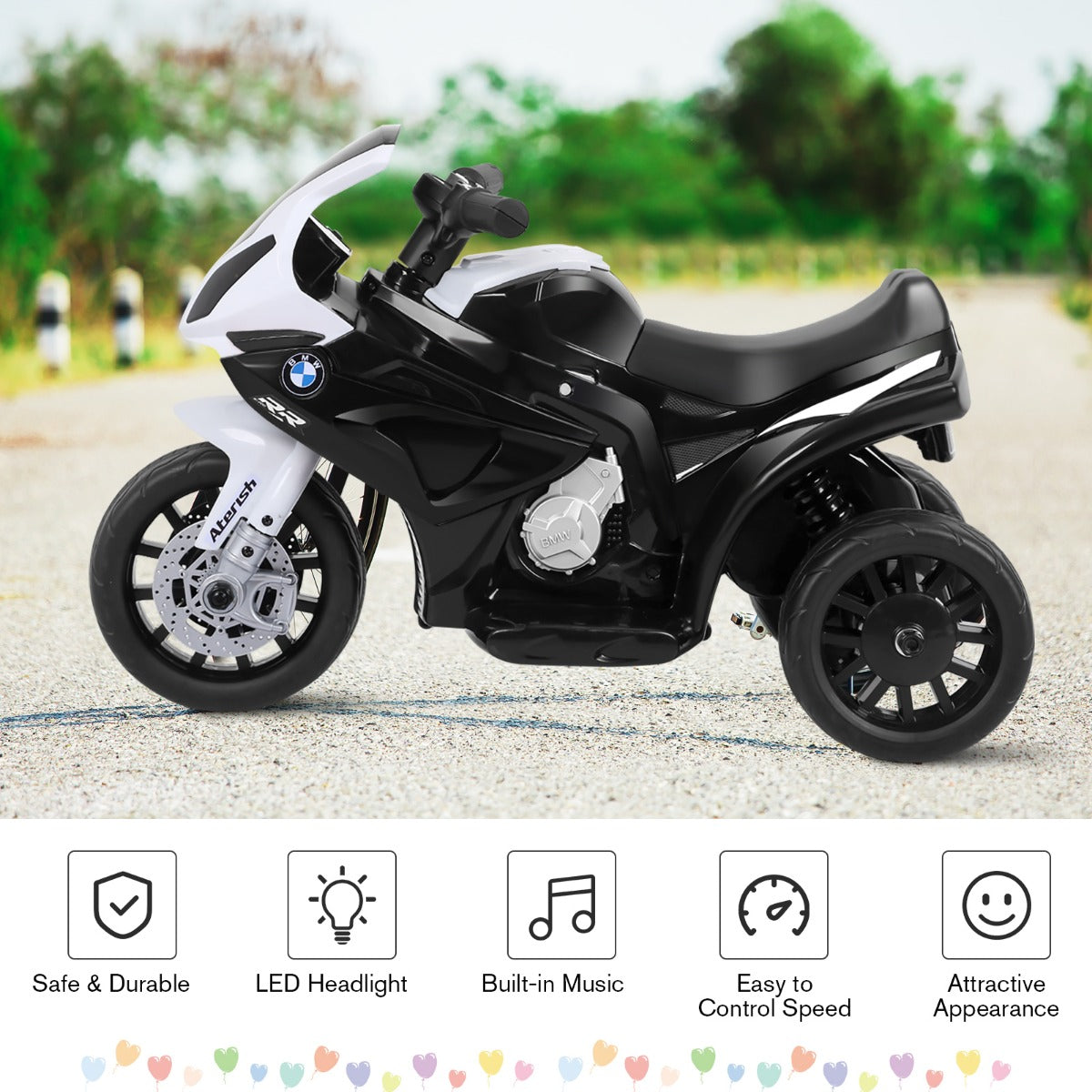 Licensed BMW Kids Ride on Motorcycle with Training Wheels