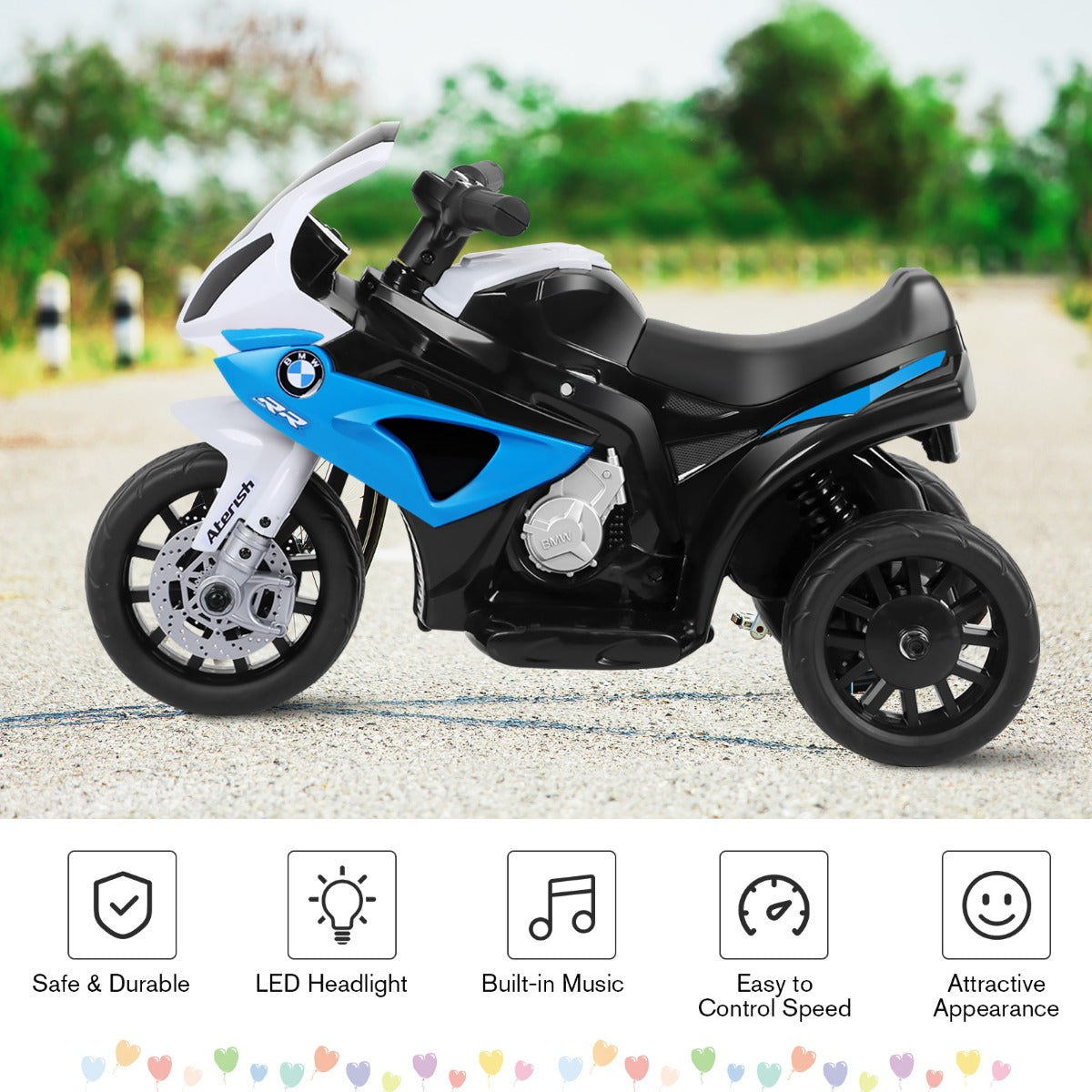 Licensed BMW Kids Ride on Motorcycle with Training Wheels