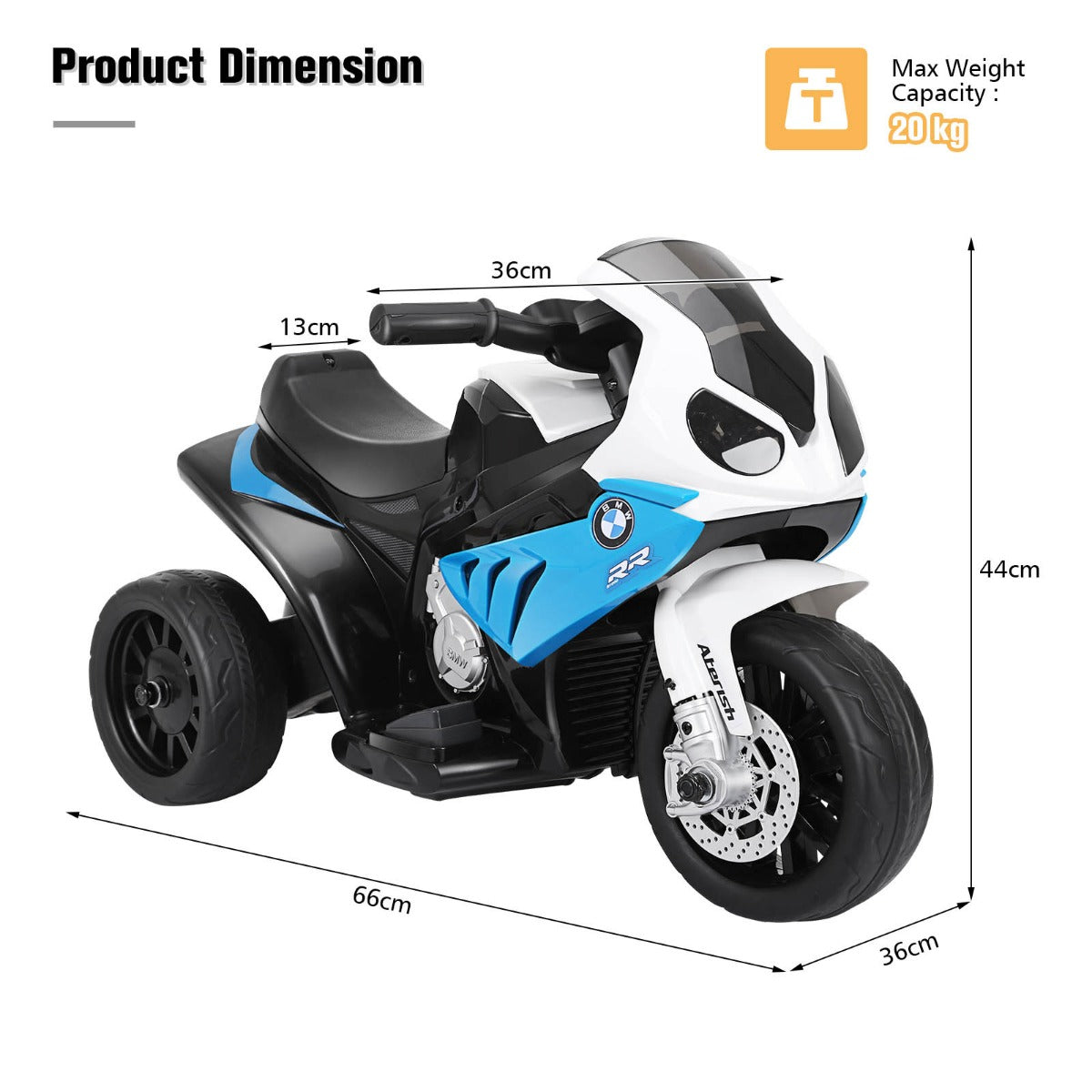 Licensed BMW Kids Ride on Motorcycle with Training Wheels