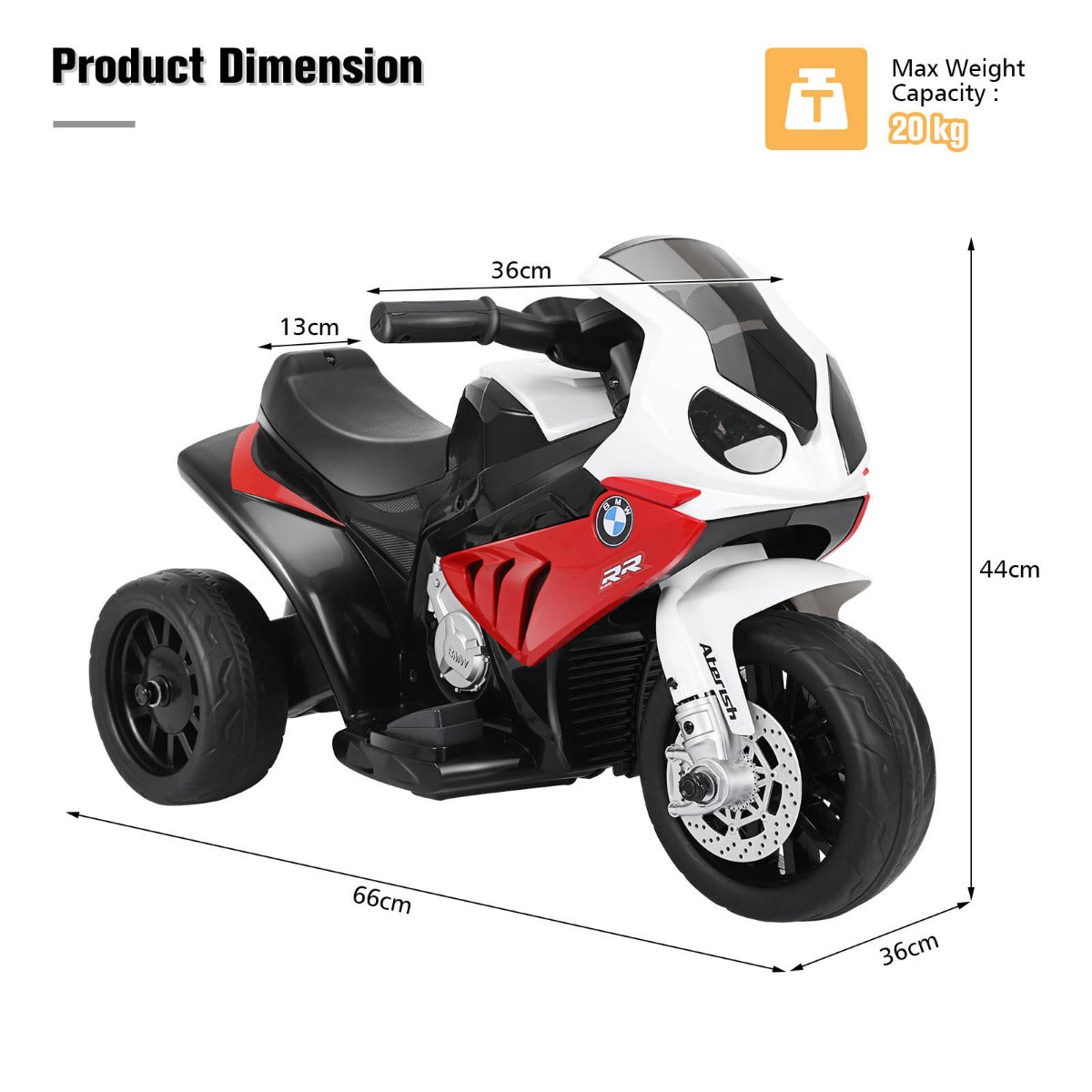 Licensed BMW Kids Ride on Motorcycle with Training Wheels