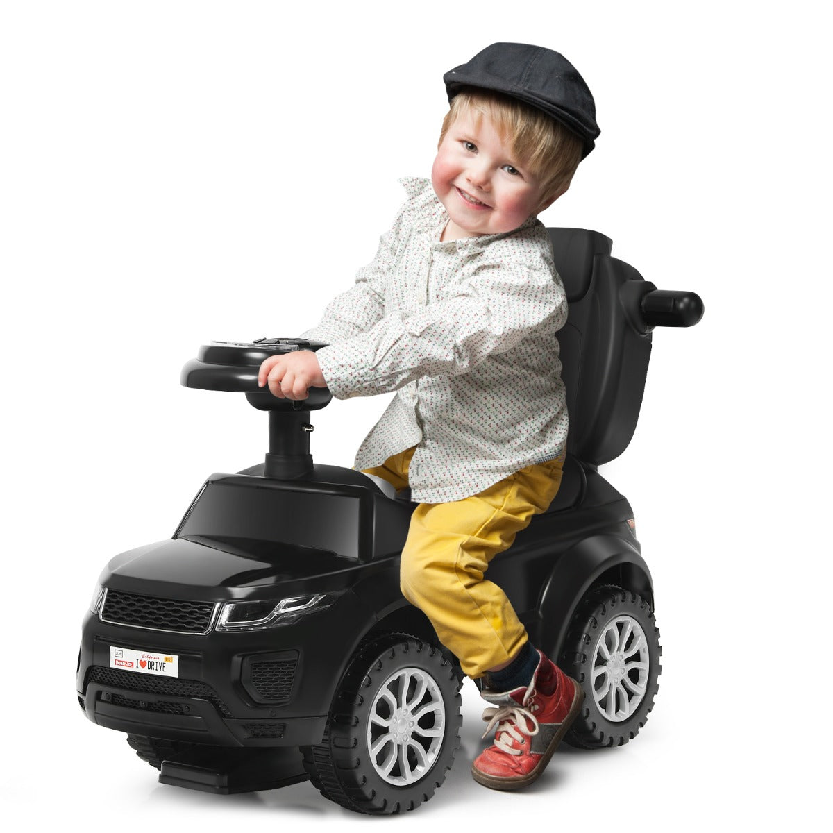 3-in-1 Kids Ride On Push Car with Horn, Music, Light Dancing to Music for Toddlers