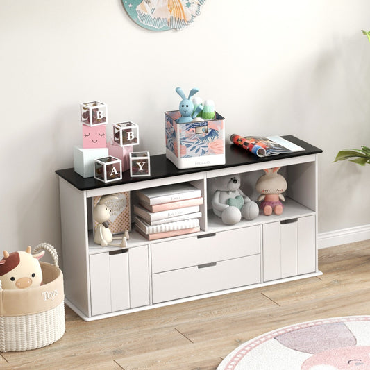 Storage Cabinet Display Shelf with Blackboard Top for Kids Room