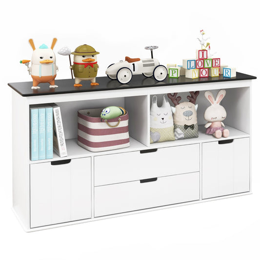 Storage Cabinet Display Shelf with Blackboard Top for Kids Room