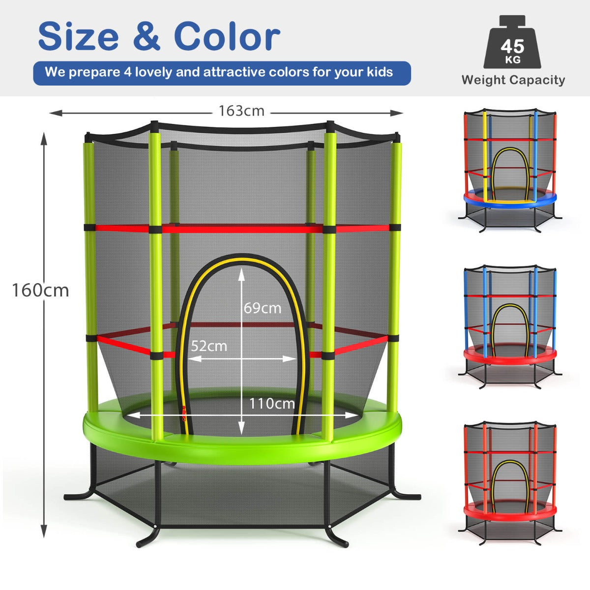 Mini Kids Trampoline with Enclosure Net for Family Games