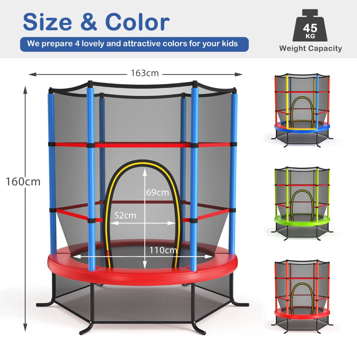 Mini Kids Trampoline with Enclosure Net for Family Games