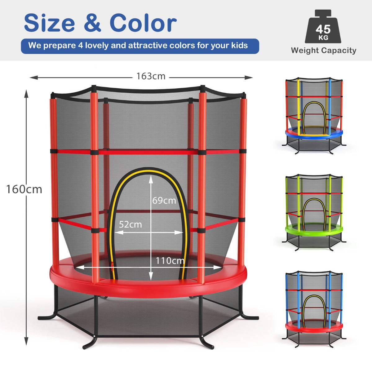 Mini Kids Trampoline with Enclosure Net for Family Games