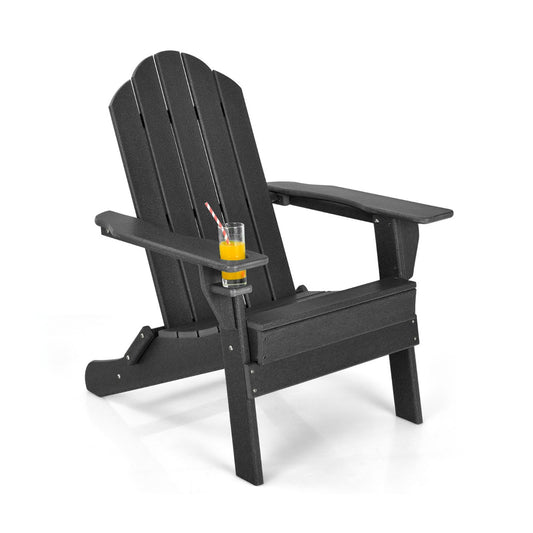 Folding Adirondack Chair with Cup Holder for Outdoor