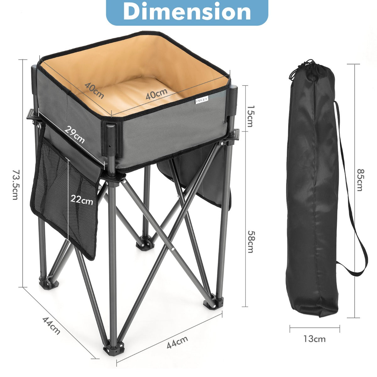 2 PCS Folding Camping Tables with Large Capacity Storage Sink for Outdoor