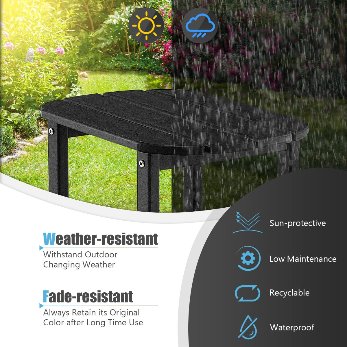 OutdoorWeather-Resistant Side Table for Garden/Poolside/Backyard