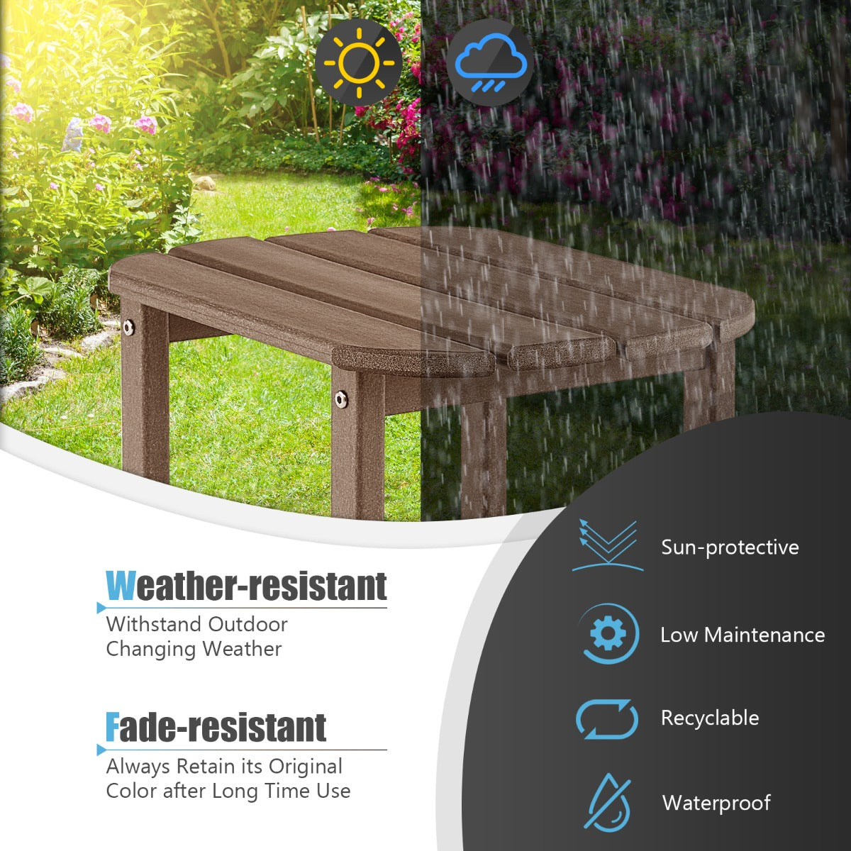 OutdoorWeather-Resistant Side Table for Garden/Poolside/Backyard