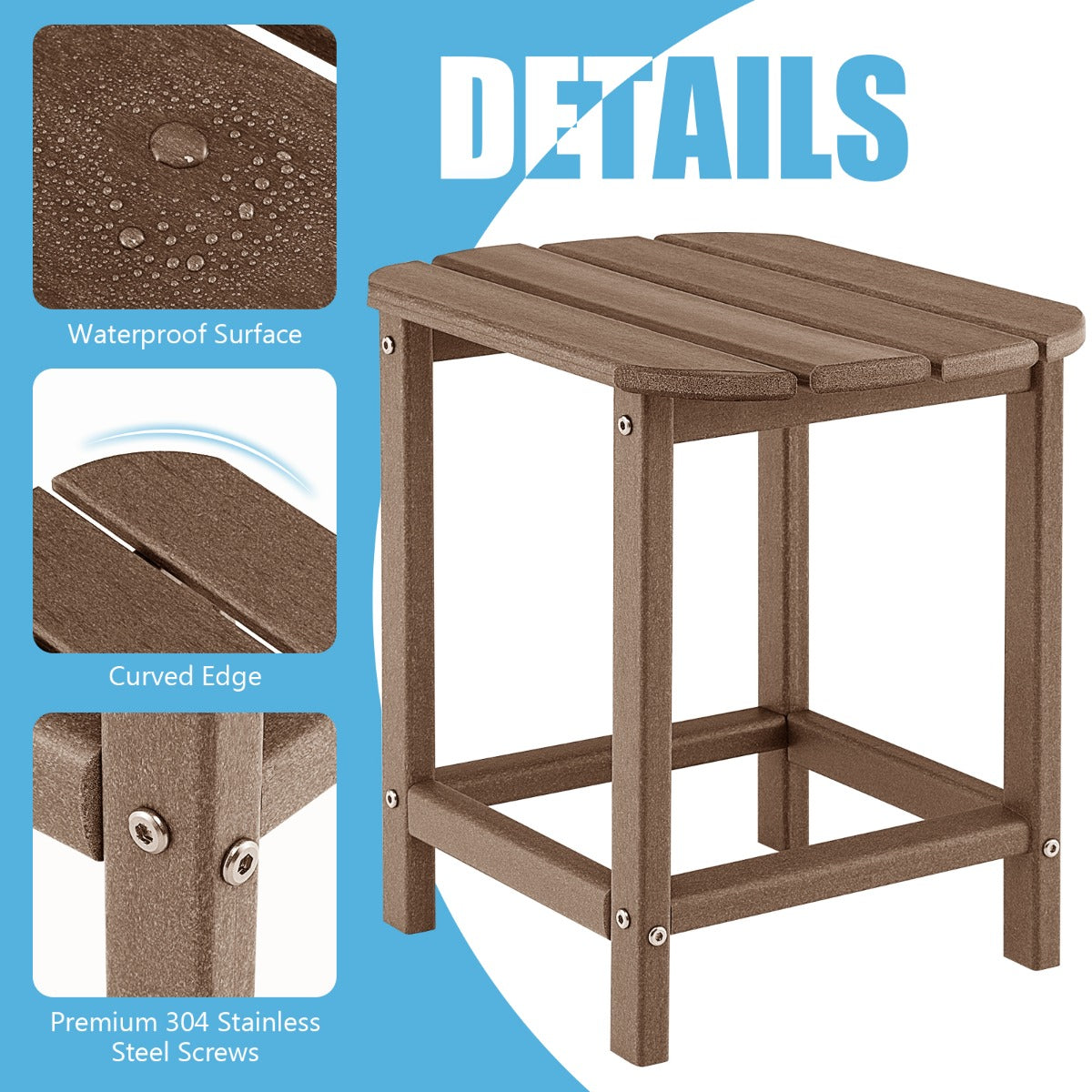 OutdoorWeather-Resistant Side Table for Garden/Poolside/Backyard