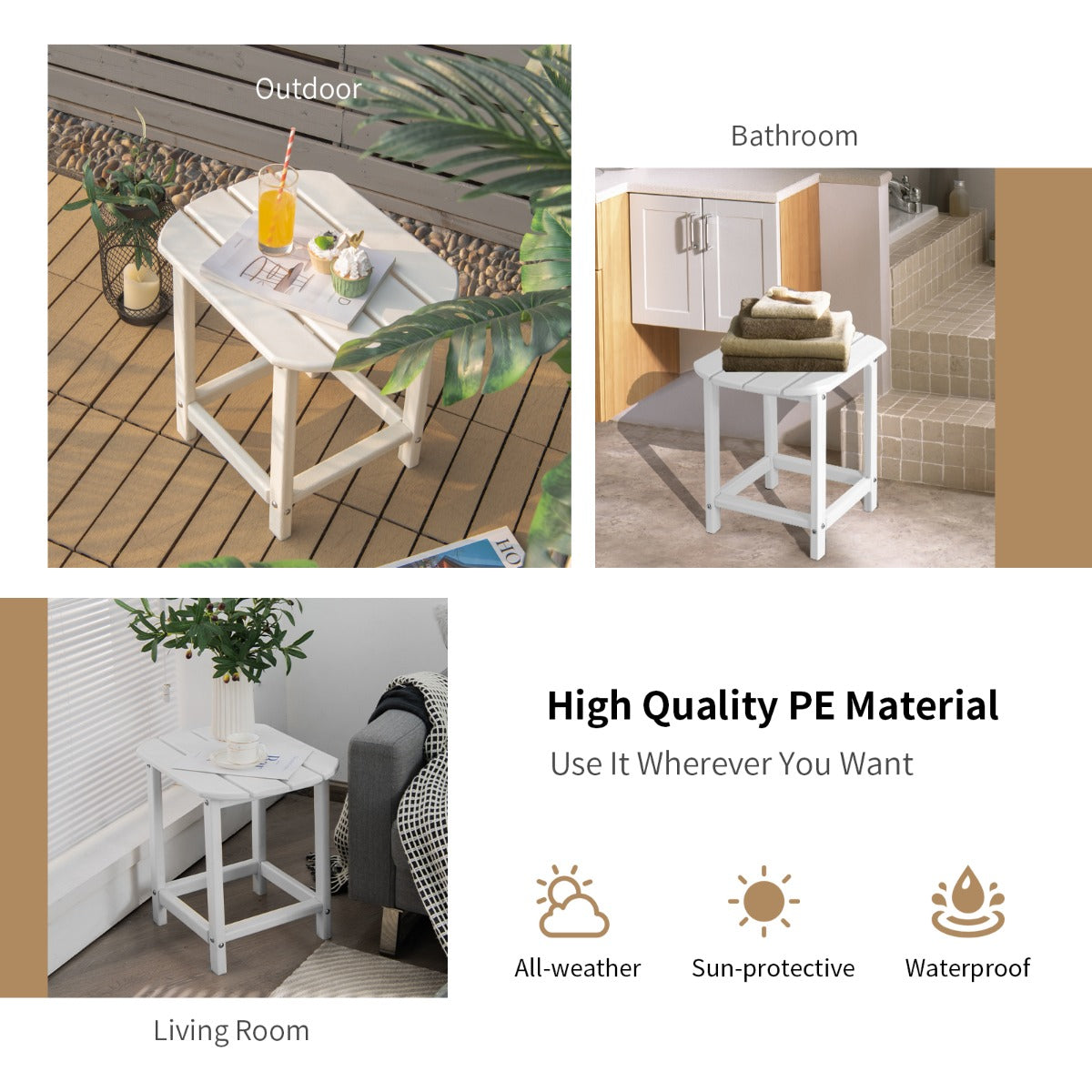 OutdoorWeather-Resistant Side Table for Garden/Poolside/Backyard