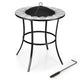 Outdoor Round Fire Pit Table with Mesh Screen Lid and Fire Poker