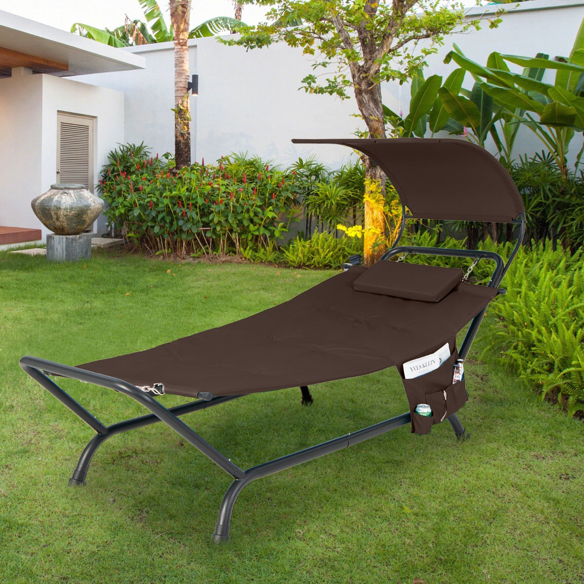 Patio Hanging Chaise Lounge Chair with Storage Bag