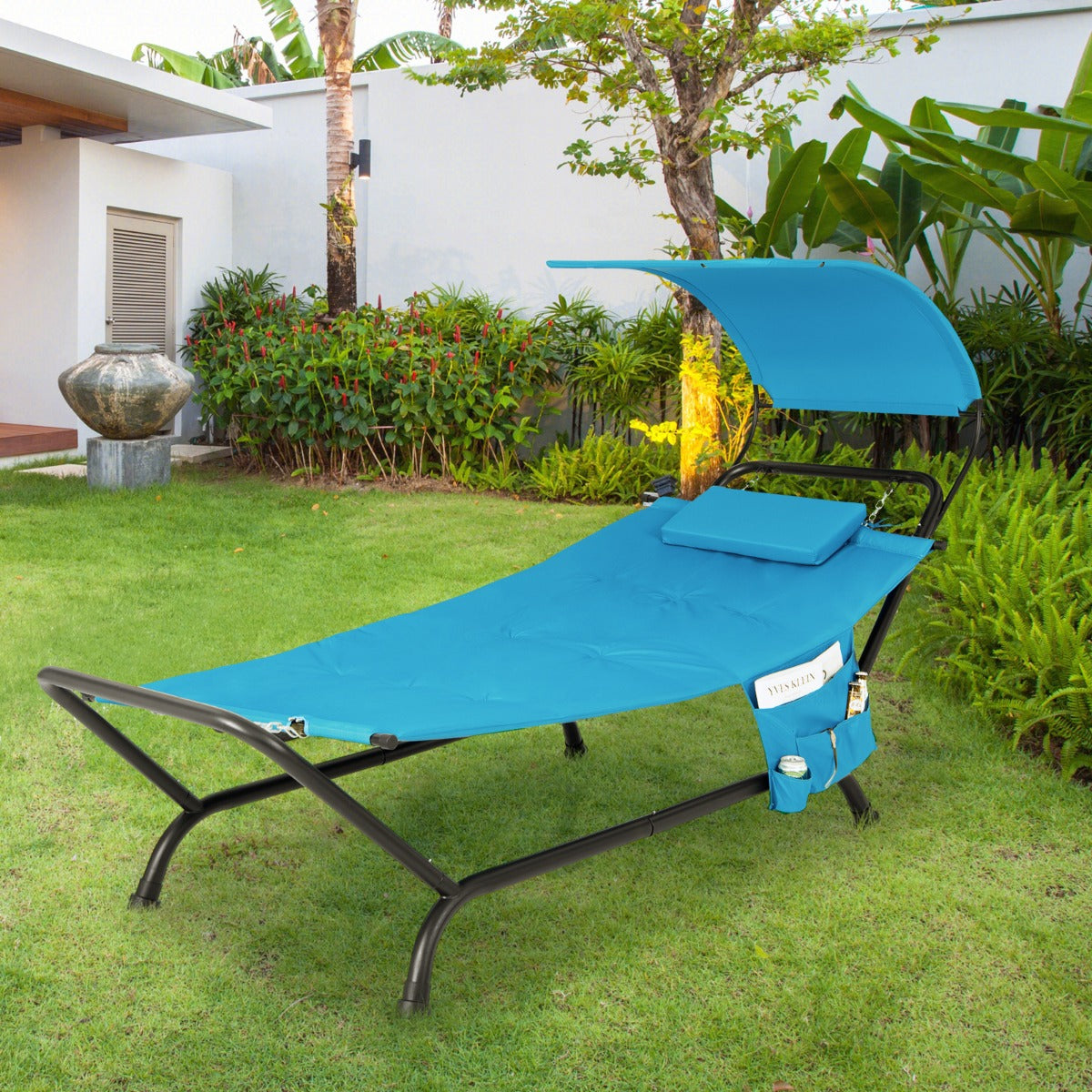 Patio Hanging Chaise Lounge Chair with Storage Bag