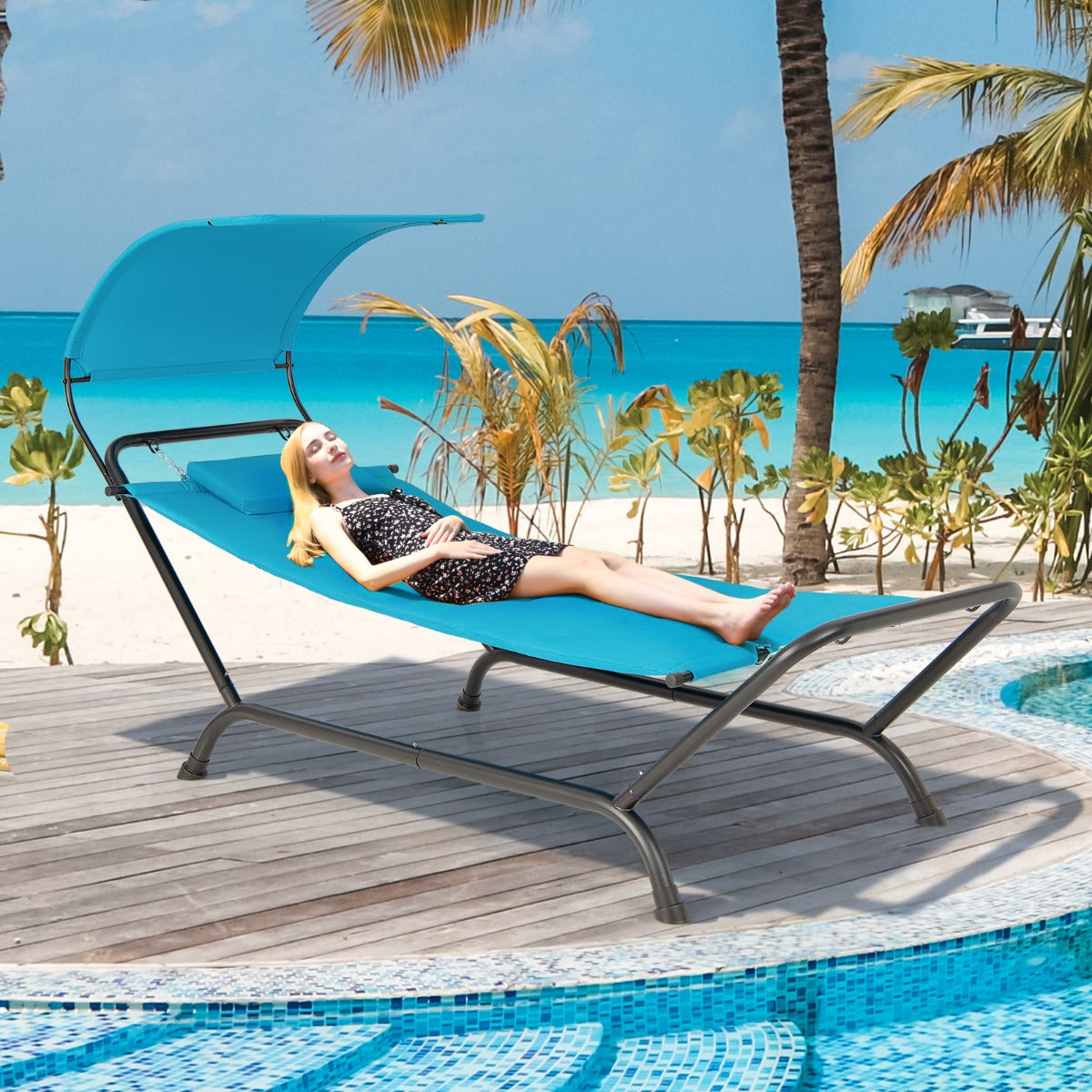 Patio Hanging Chaise Lounge Chair with Storage Bag