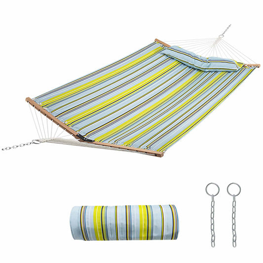 Outdoor Portable Quilted Fabric Hammock with Detachable Pillow (without Stand)