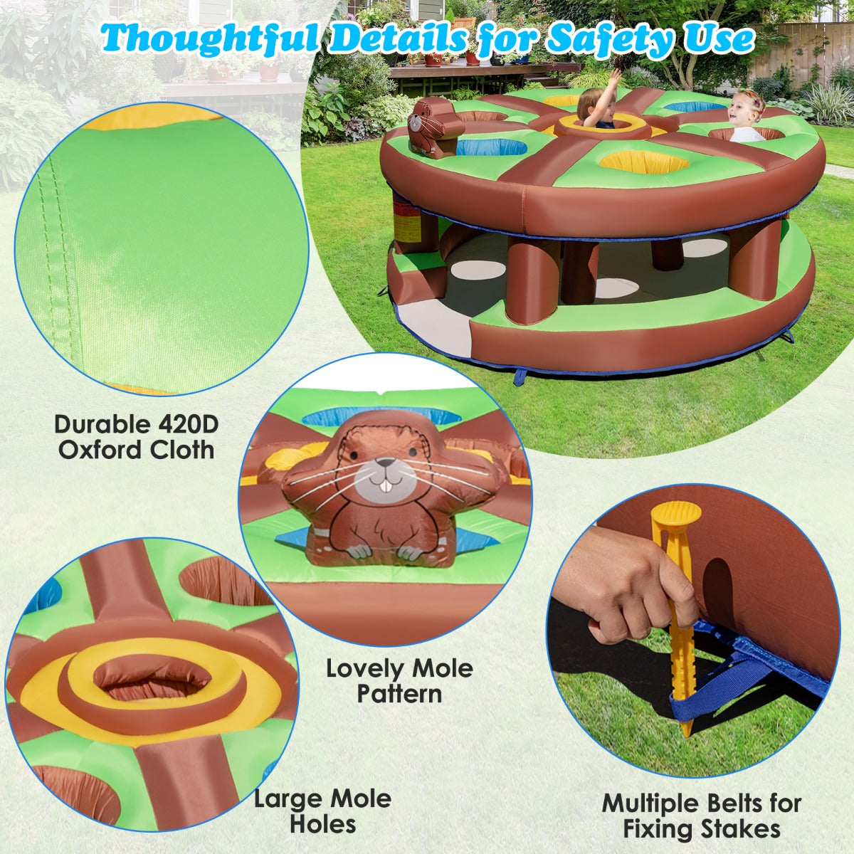 Inflatable Human Whack a Mole with 480W Blower for Kids Aged 3+