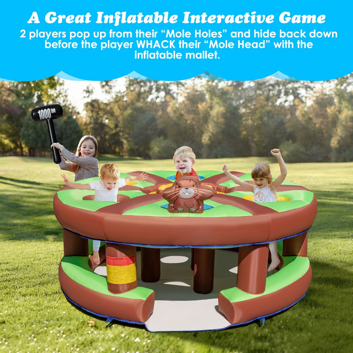 Inflatable Human Whack a Mole with 480W Blower for Kids Aged 3+