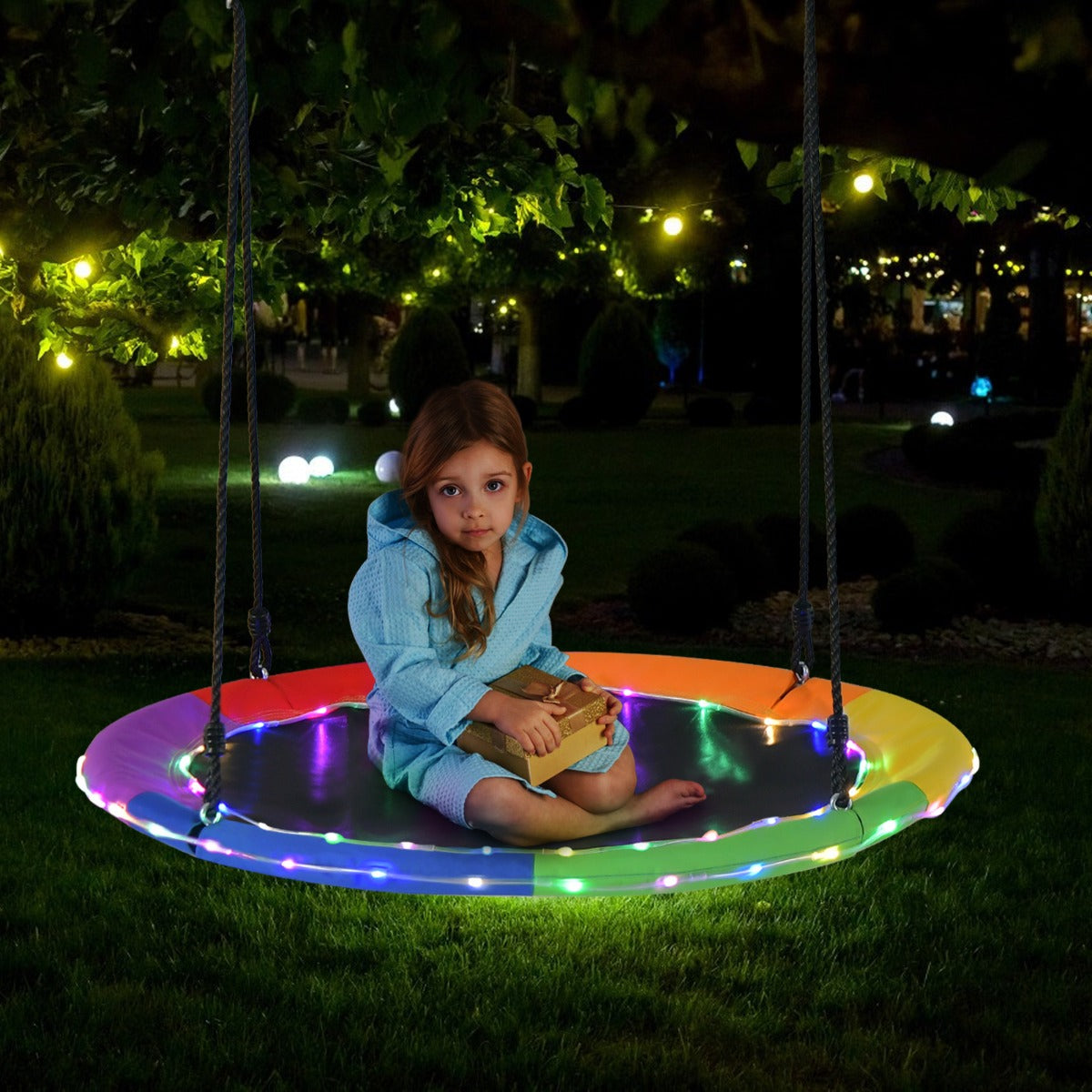 100cm Saucer Tree Swing with LED Lights for Kids