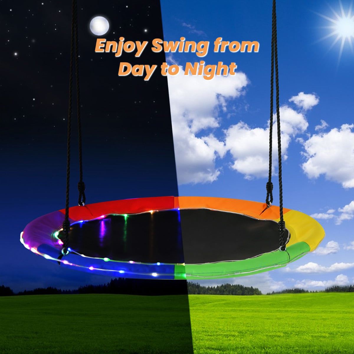 100cm Saucer Tree Swing with LED Lights for Kids