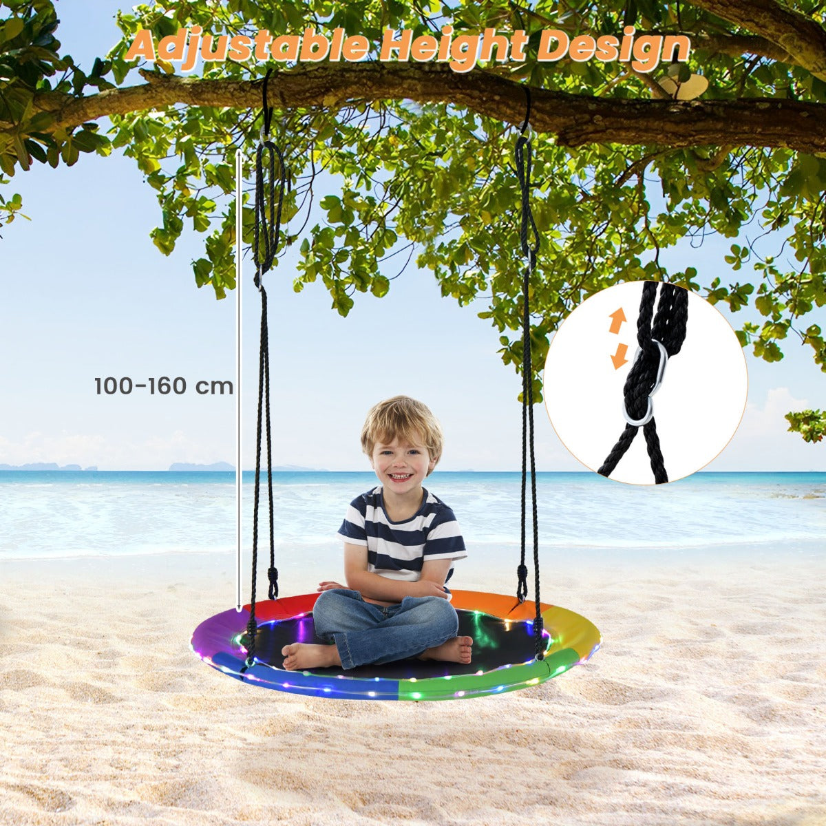 100cm Saucer Tree Swing with LED Lights for Kids