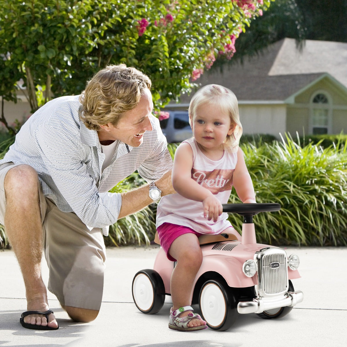 Kids Sit to Stand Vehicle with Working Steering Wheel for Boys & Girls