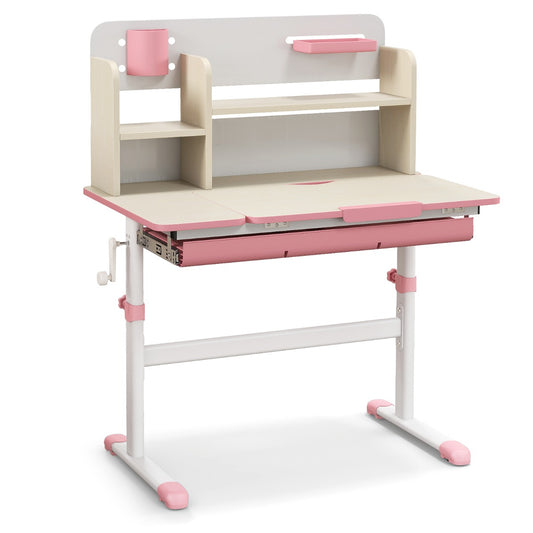 Height Adjustable Children Study Desk with Tilt Desktop for 3-12 Years Old