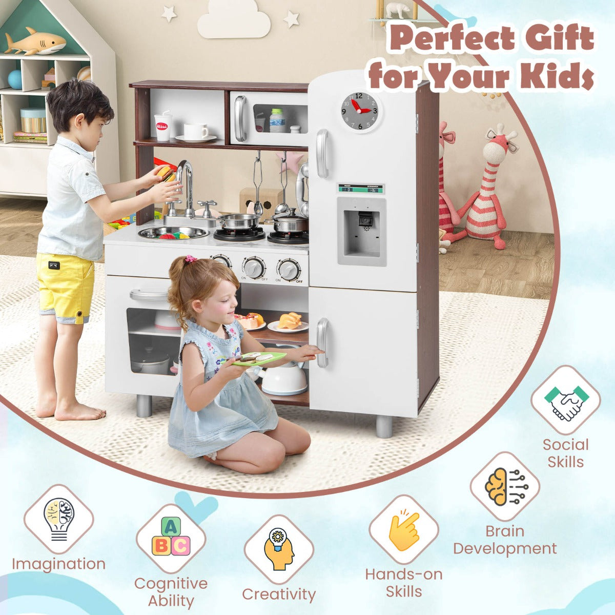 Pretend Play Kitchen Toy with Realistic Sounds and Lights