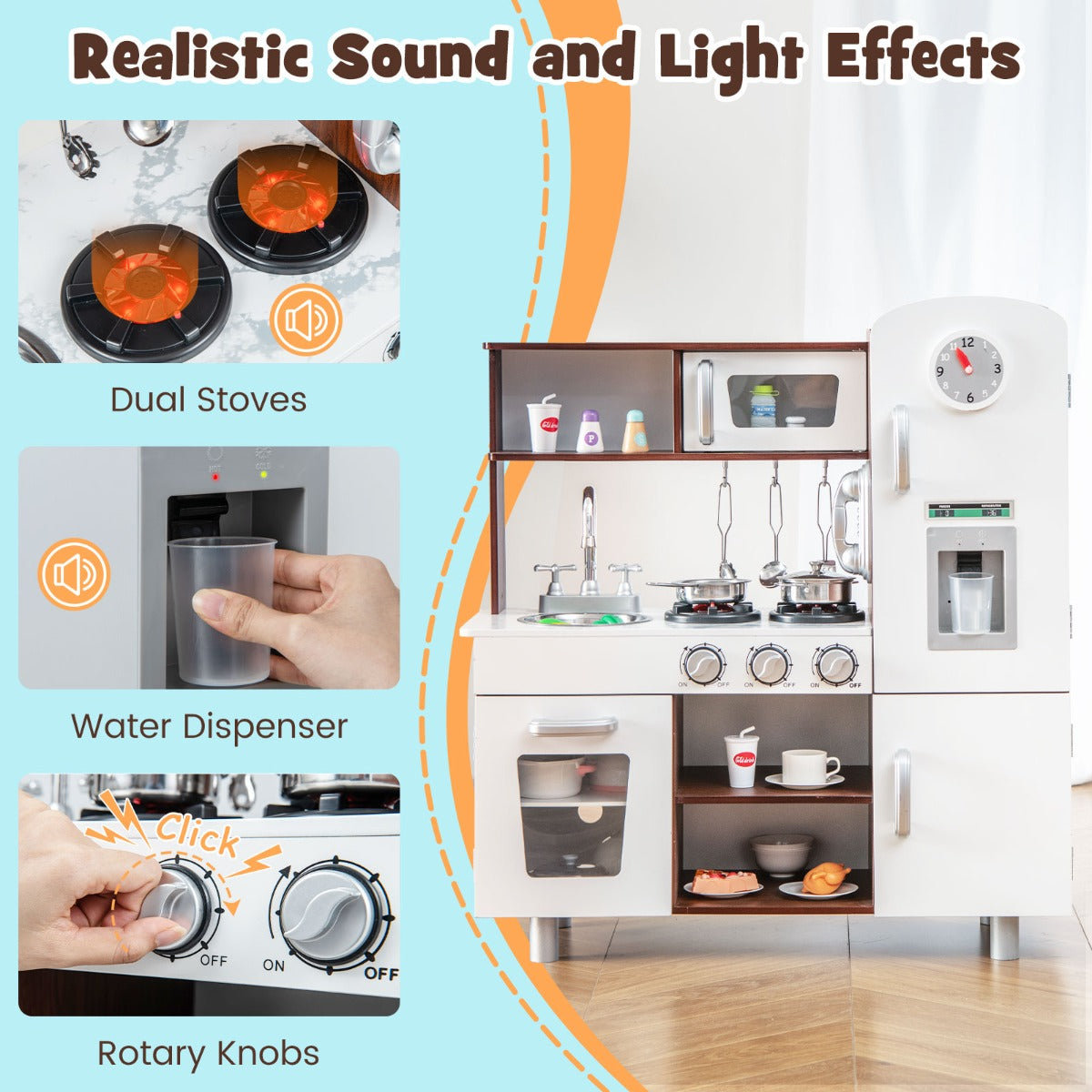 Pretend Play Kitchen Toy with Realistic Sounds and Lights