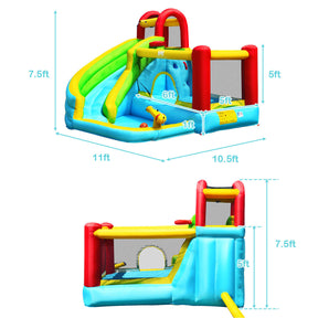 6-in-1 Inflatable Water Slide Bounce House & Jumping Castle Water Park without Blower