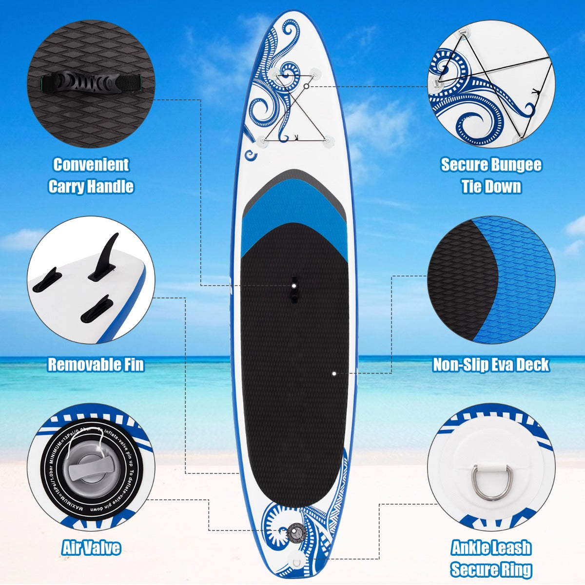 Portable Surfboard with Premium Sup Accessories & Adjustable Paddle