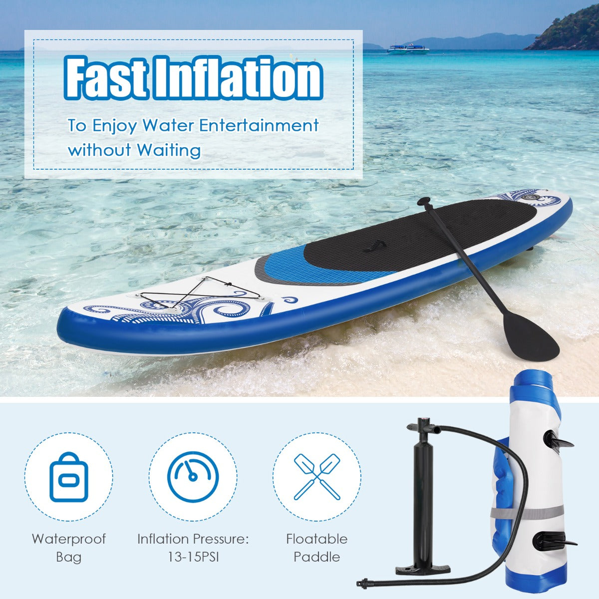 Portable Surfboard with Premium Sup Accessories & Adjustable Paddle