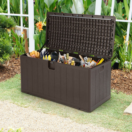 400L Indoor Outdoor Deck Storage Box Bench with Lid and Handles for Cushions