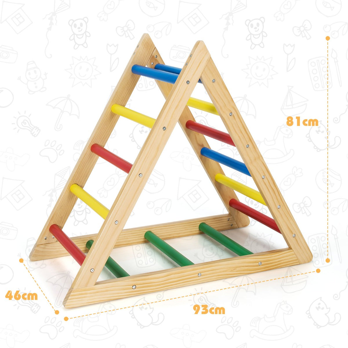 Wooden Colorful Climbing Triangle Ladder for Kid's Room/Living Room