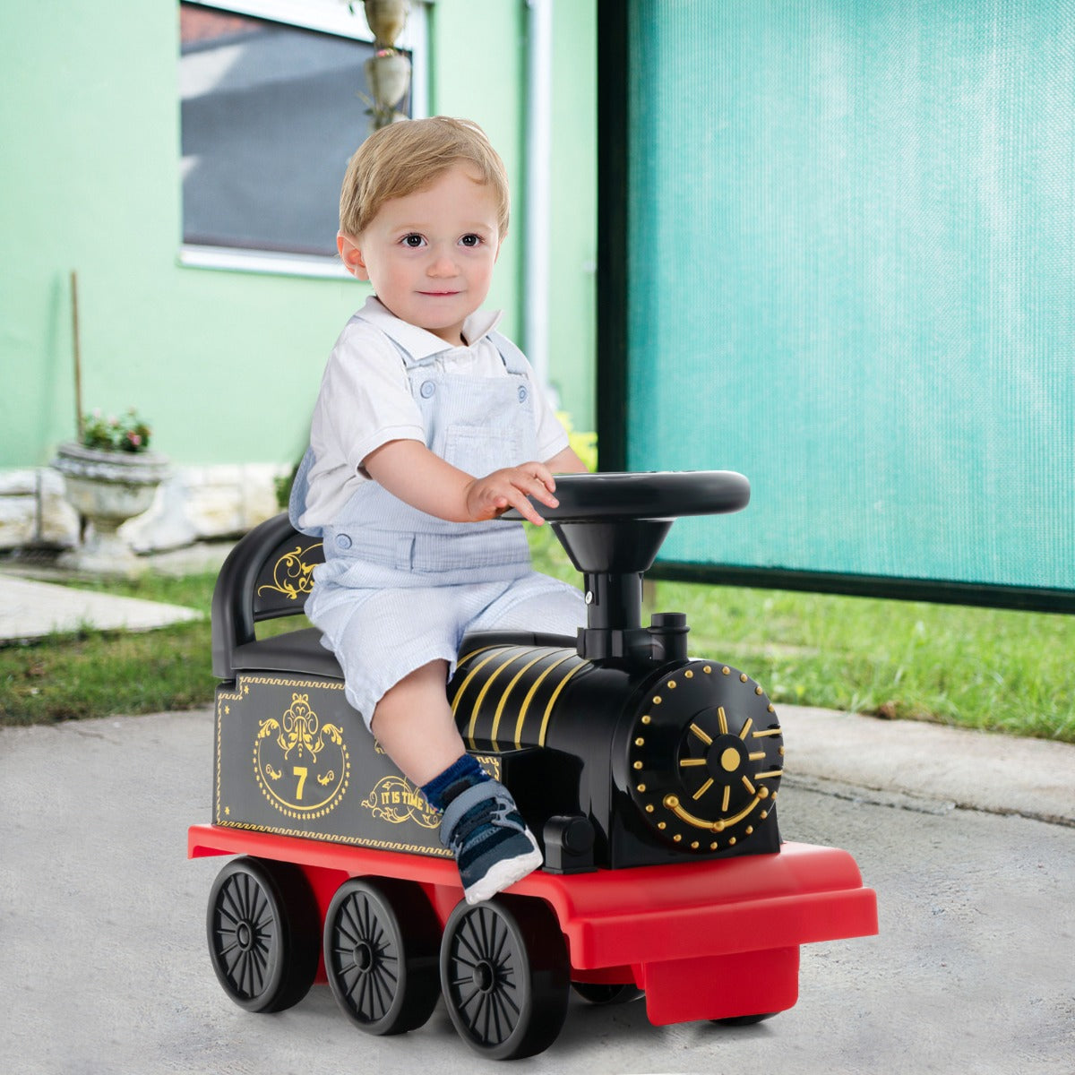 6V Electric Kids Ride On Train Toy with Track & 6 Wheels