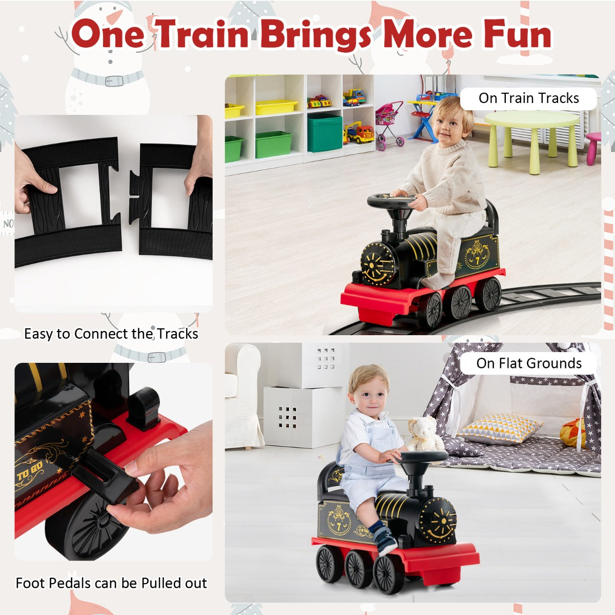 6V Electric Kids Ride On Train Toy with Track & 6 Wheels