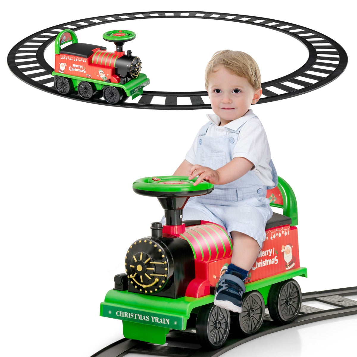 6V Electric Kids Ride On Train Toy with Track & 6 Wheels