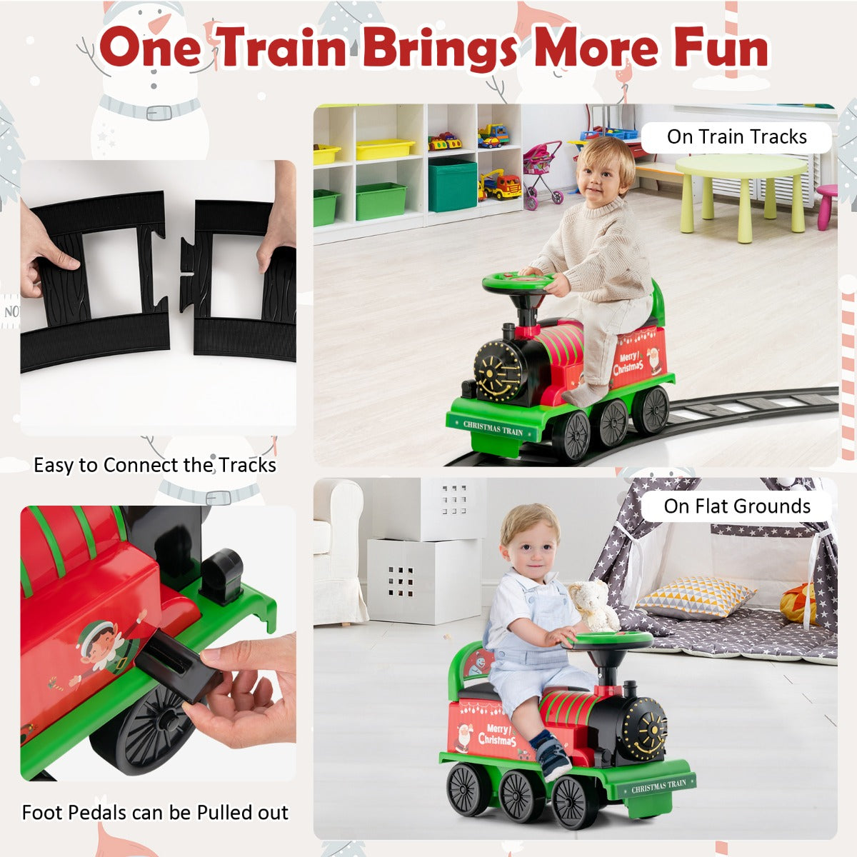 6V Electric Kids Ride On Train Toy with Track & 6 Wheels