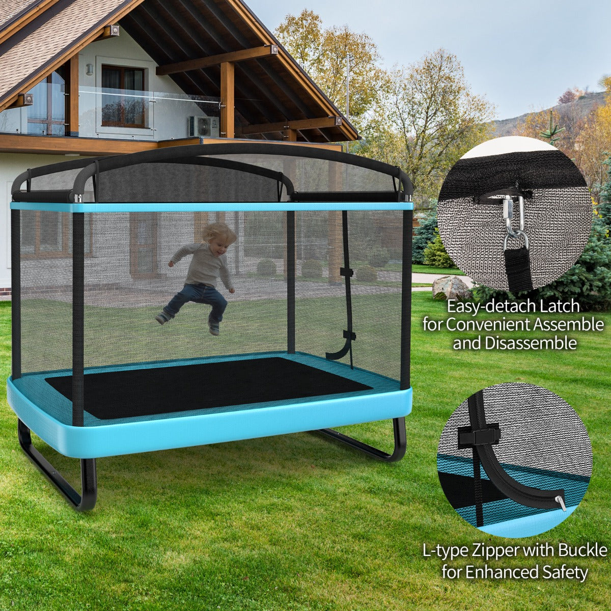 Sturdy Recreational Trampoline with Swing for Kids