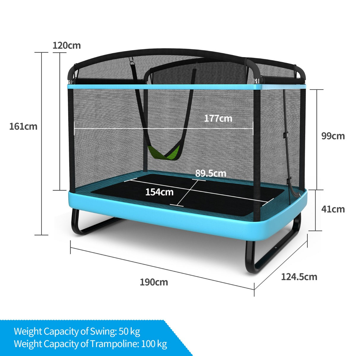 Sturdy Recreational Trampoline with Swing for Kids