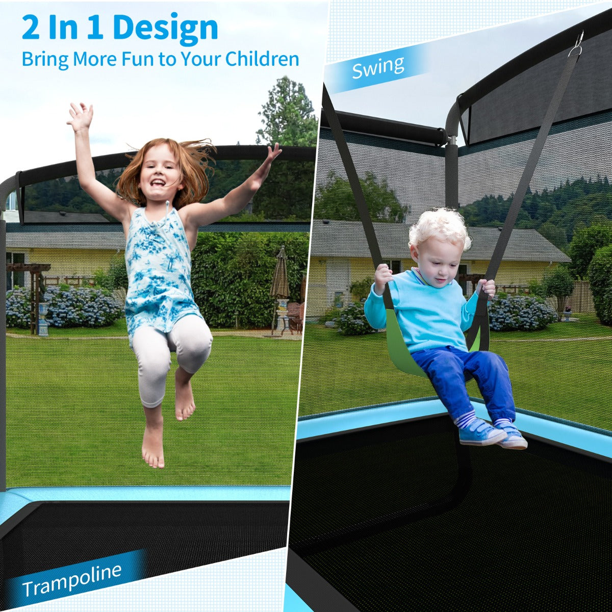 Sturdy Recreational Trampoline with Swing for Kids