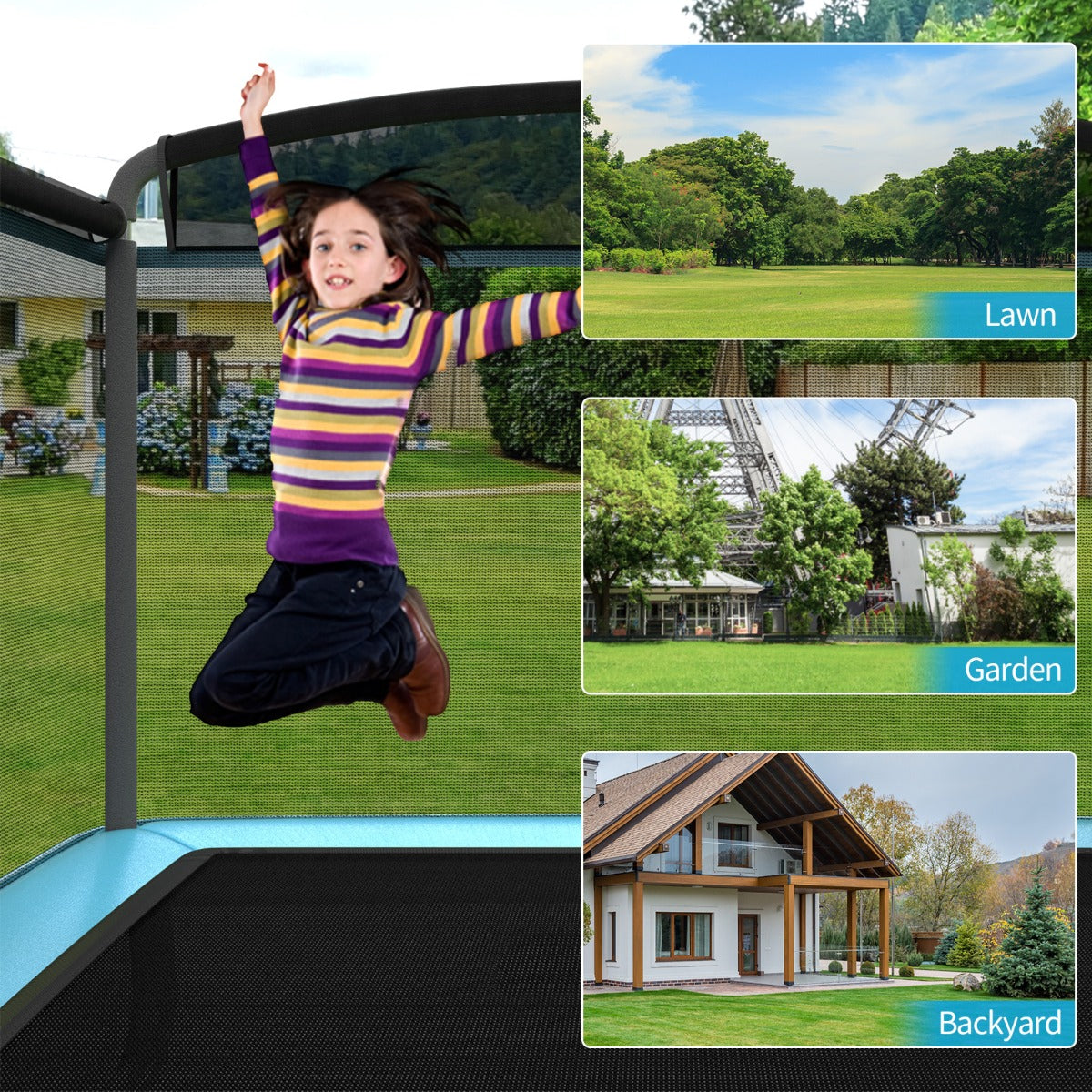 Sturdy Recreational Trampoline with Swing for Kids