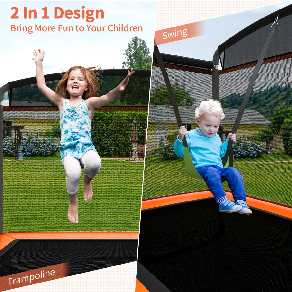 Sturdy 6 FT Recreational Trampoline with Swing for Kids